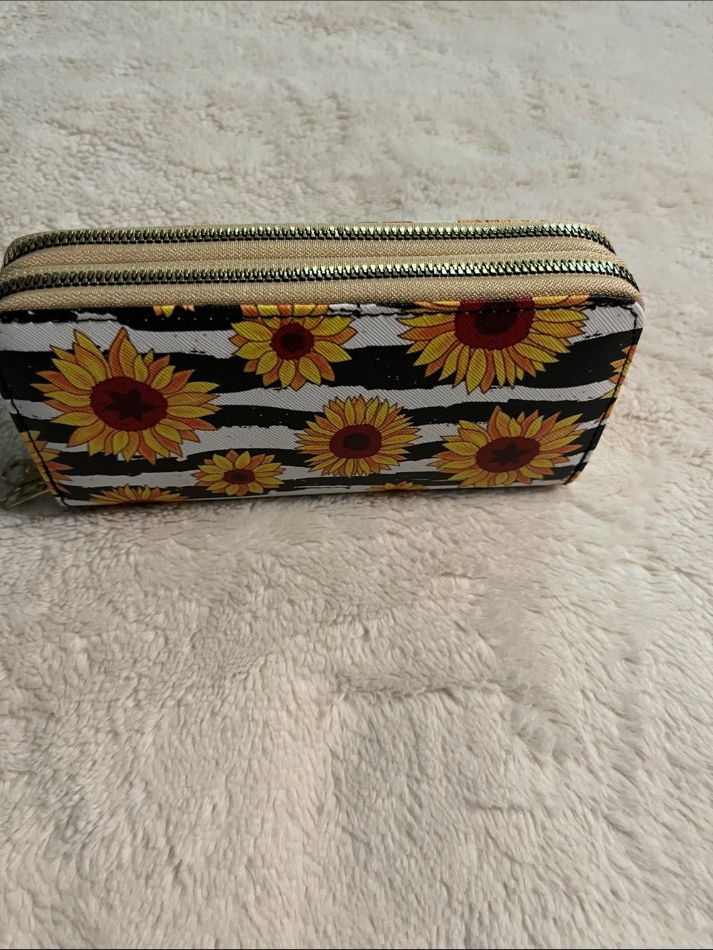 Sunflower Stripe Zip-Around Wallet - Yellow